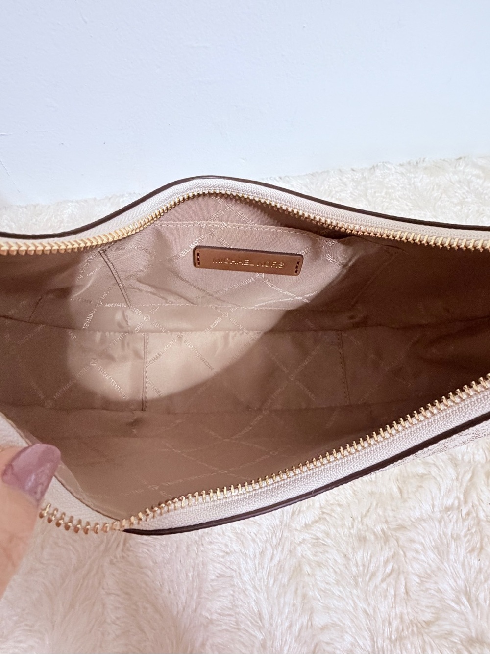 Michael Kors Vanilla and Brown Signature Shoulder Hobo - Picture 6 of 6
